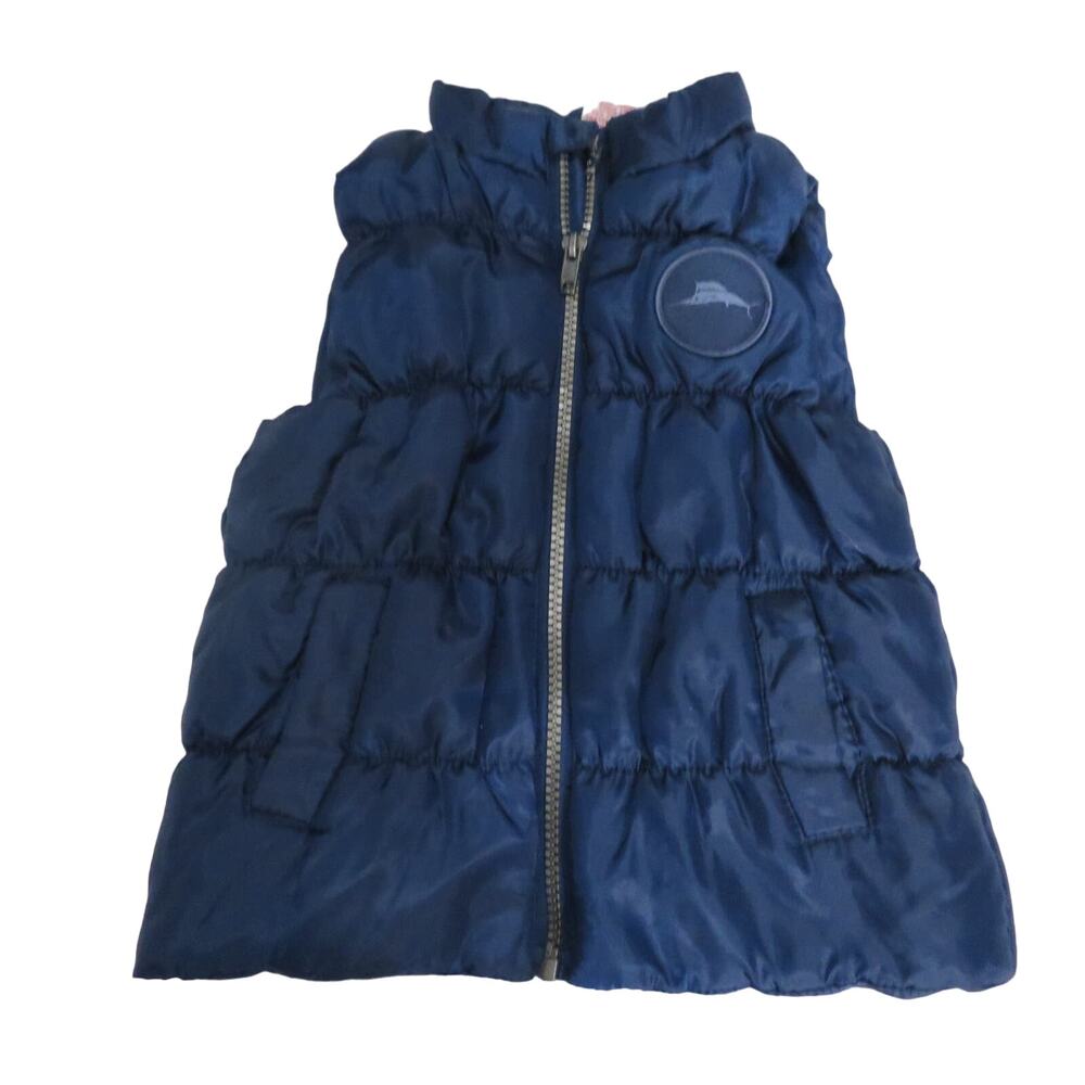 Tommy Bahama Baby Boy Sz 24M Navy Blue Quilted Vest Zippered Front